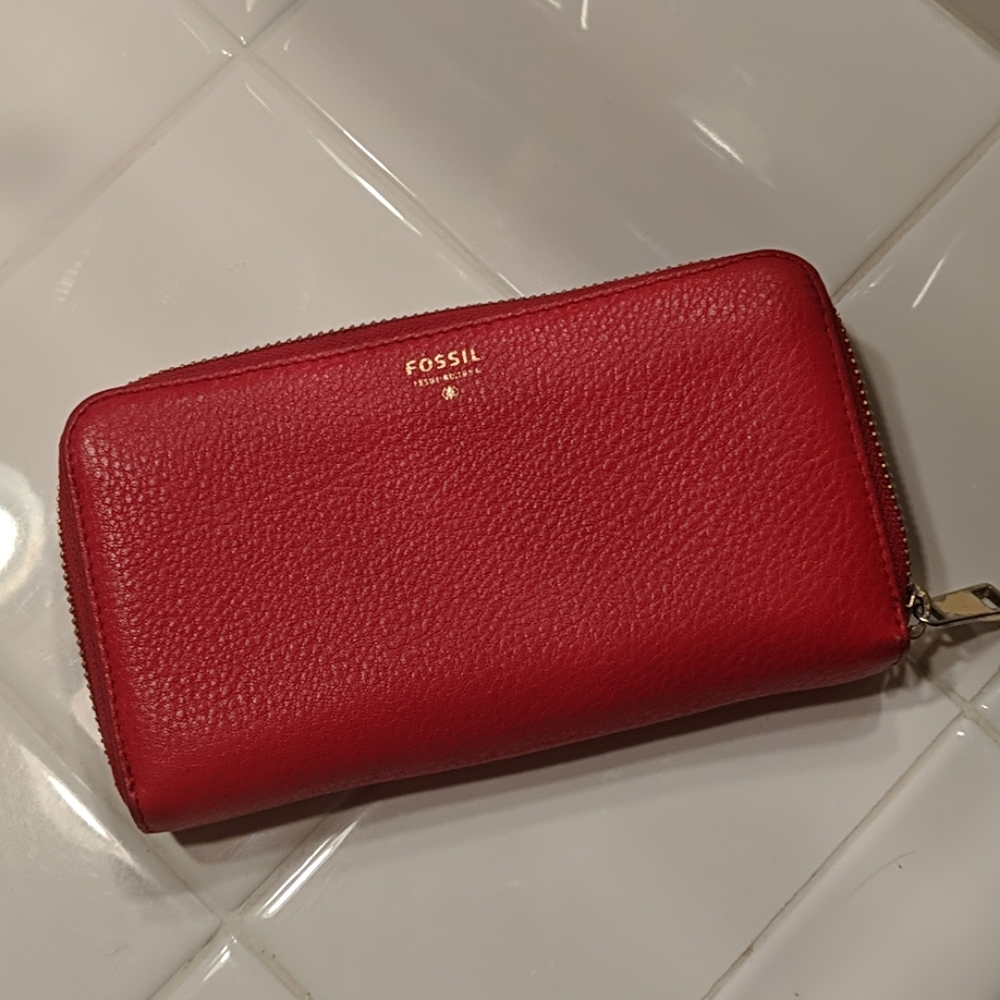 Red Fossil Wallet